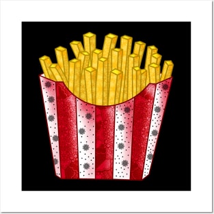 French Fries Mandala Red and White Posters and Art